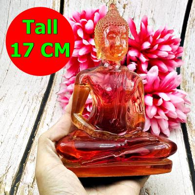 Meditation Buddha Statue Mindfulness Smile Home Decor RedPink Thai Amulet #17155