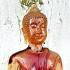 Meditation Buddha Statue Mindfulness Smile Home Decor RedPink Thai Amulet #17155