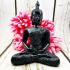 Meditation Buddha Statue Mindfulness Smile Home Decor Black Thai Amulet #17156