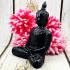 Meditation Buddha Statue Mindfulness Smile Home Decor Black Thai Amulet #17156