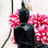 Meditation Buddha Statue Mindfulness Smile Home Decor Black Thai Amulet #17156