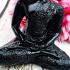 Meditation Buddha Statue Mindfulness Smile Home Decor Black Thai Amulet #17156