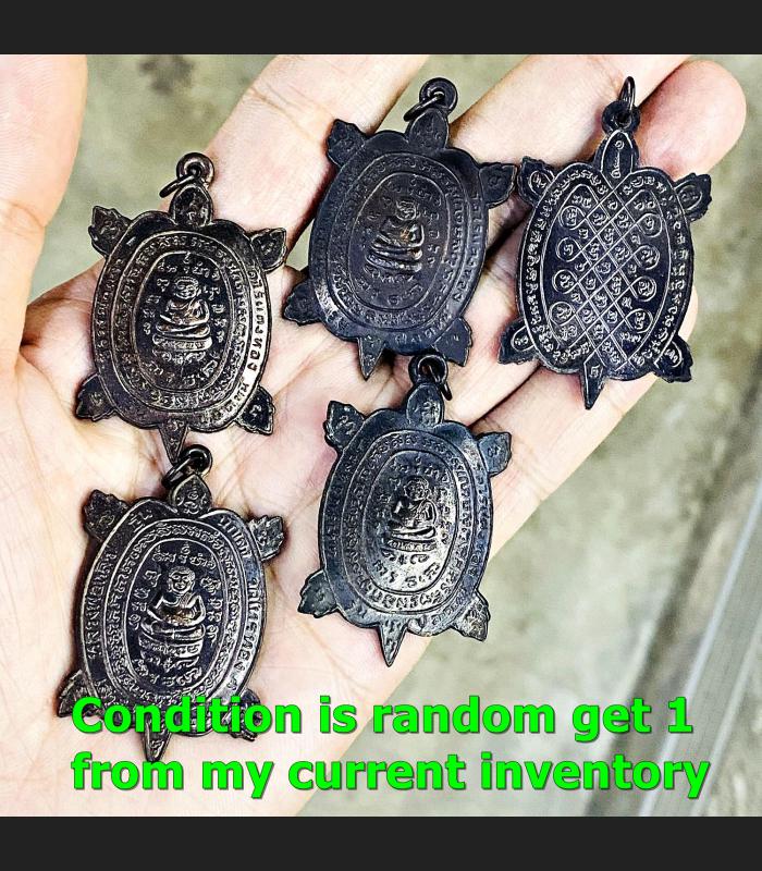 Happy Buddha Turtle Lp Liew Sankajai Plodni NoDebt Be2536 Nawa Thai Amulet 17184