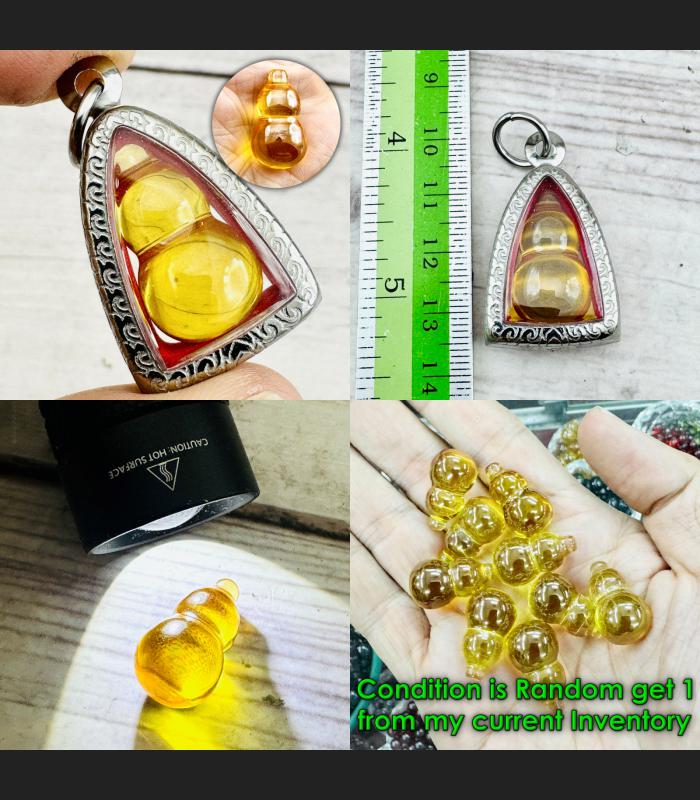 Crystal Healing Stone Naga Eye Leklai NamTow Bottle Yellow Thai Amulet #17189 Crystal Healing Stone Naga Eye Leklai NamTow Bottle Yellow Thai Amulet #17189
