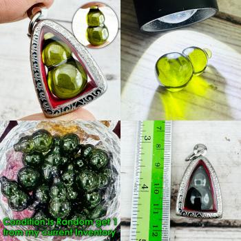 Crystal Healing Naga Eye Leklai NamTow Bottle Fortune Green Thai Amulet #17190