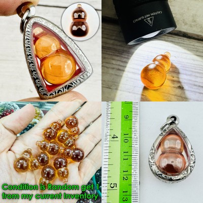 Protection Stone Naga Eye Leklai Namtow Bottle Orange Somporn Thai Amulet #17191