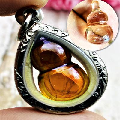 Protection Stone Naga Eye Leklai Namtow Bottle Orange Somporn Thai Amulet #17191