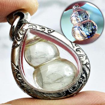 Protection Stone Naga Eye Leklai Namtow Bottle Limpid Somporn Thai Amulet #17192