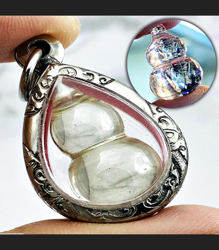 Protection Stone Naga Eye Leklai Namtow Bottle Limpid Somporn Thai Amulet #17192