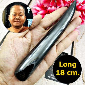 Large Leklai Naga Eye Fang Cave Healing Stone Somporn Black Thai Amulet 17198