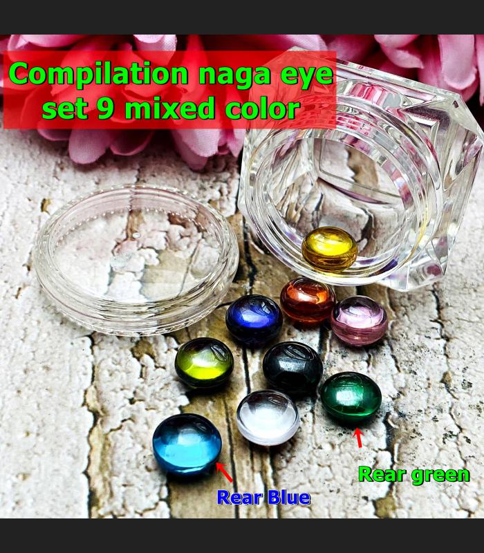 Compilation Set9 Fortune Stone Naga Eye Leklai Button Stupa Thai Amulet #17204