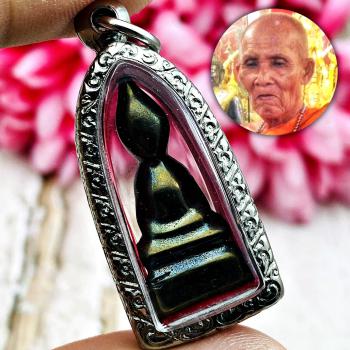 Leklai Meditation Buddha Life Protect Talisman Be2555 Lp Huan Thai Amulet #17205