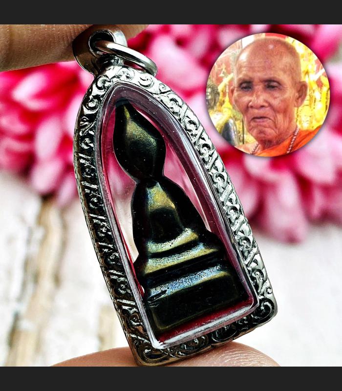 Leklai Meditation Buddha Life Protect Talisman Be2555 Lp Huan Thai Amulet #17205