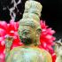 Ancient Khmer Magic Dvaravati Standing Buddha 4hand Green Bronze Statue #17223