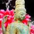 Ancient Khmer Magic Dvaravati Standing Buddha 4hand Green Bronze Statue #17223