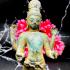 Ancient Khmer Magic Dvaravati Standing Buddha 4hand Green Bronze Statue #17223