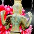 Ancient Khmer Magic Dvaravati Standing Buddha 4hand Green Bronze Statue #17223