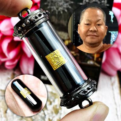 Leklai Capsule Naga Eye Cave Kotpi Healing Lucky Black Somporn Thai Amulet 17229