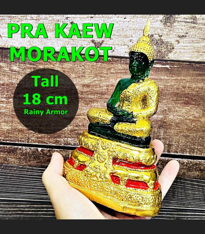 Seated Emerald Buddha Statue Meditation Deity Green Gold Rainy Thai Amulet 17242