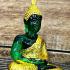 Seated Emerald Buddha Statue Meditation Deity Green Gold Rainy Thai Amulet 17242