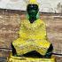 Meditation Green Emerald Buddha Statue Armor Gold Winter 18cm Thai Amulet #17243
