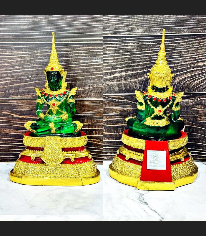 Emerald Buddha Statue Green Gold Summer Armor 27cm Watbangpha Thai Amulet #17248