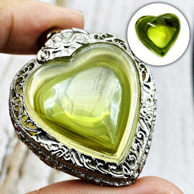 Stencil Pendant Naga Eye Leklai Mind Stone Lucky Wealth Green Thai Amulet #17279