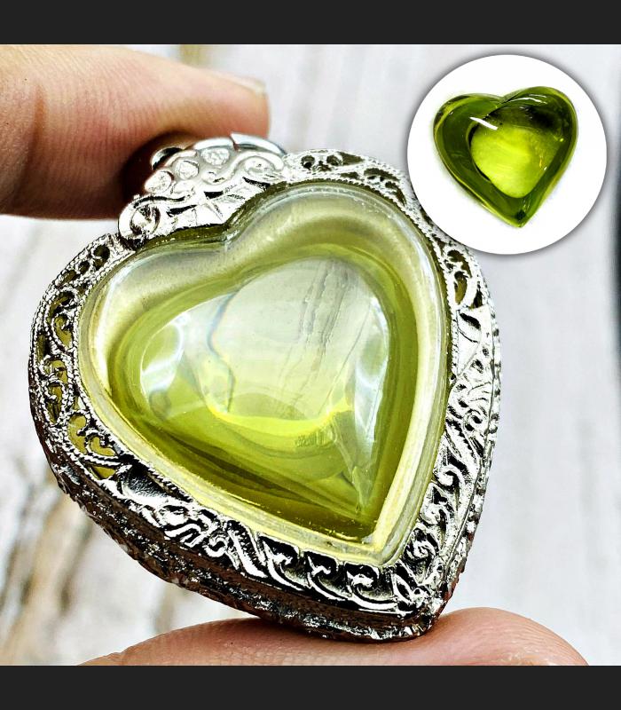 Stencil Pendant Naga Eye Leklai Mind Stone Lucky Wealth Green Thai Amulet #17279