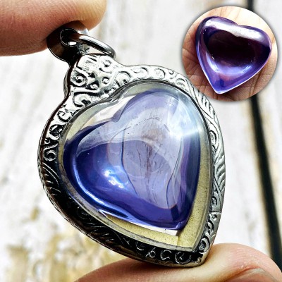 Crystal Healing Naga Eye Mind Stone Leklai Lgbt Love Purple Thai Amulet #17280