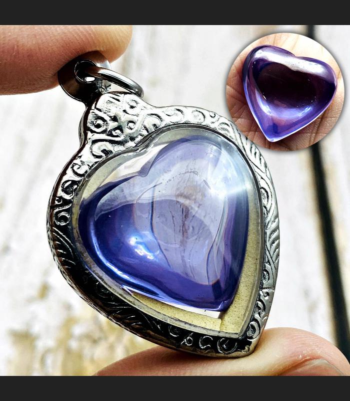 Crystal Healing Naga Eye Mind Stone Leklai Lgbt Love Purple Thai Amulet #17280