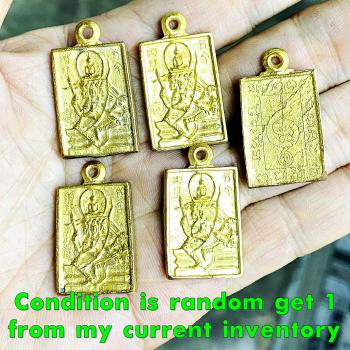 Metal Buddha Over Phom 4 Face Fortune Lp Doo Watsakae Be2522 Thai Amulet #17294