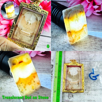 HinPhraTad SamRoiYod Somdej Buddha Relic Dot Stone Protection Thai Amulet #17307