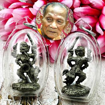 Hanuman Monkey 4hand Winner Wealth Rich Kalong Alpacca Be2549 Thai Amulet #17336