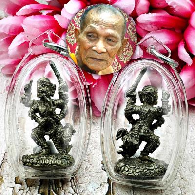 Hanuman Monkey 4hand Winner Wealth Rich Kalong Alpacca Be2549 Thai Amulet #17336