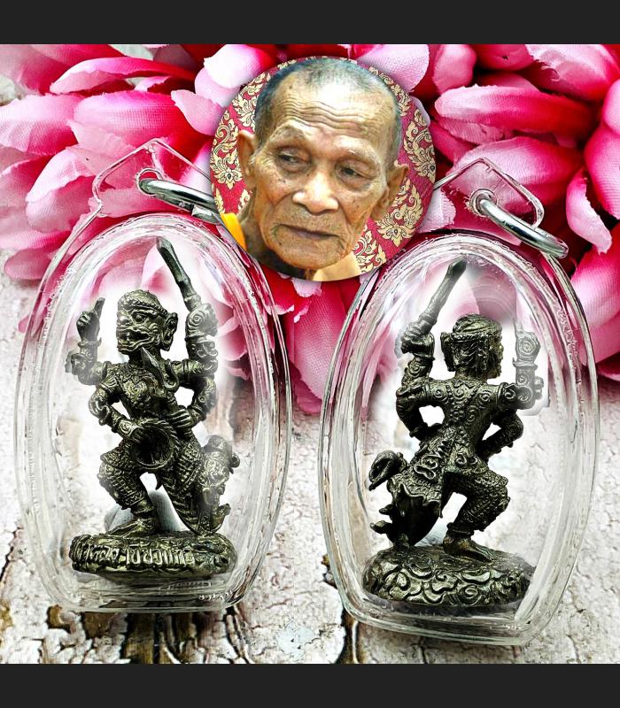 Hanuman Monkey 4hand Winner Wealth Rich Kalong Alpacca Be2549 Thai Amulet #17336