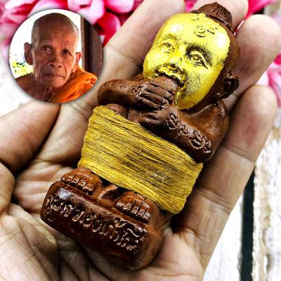 Clay Miniature Guman Boy Gold Face 27Baby Spirit Lp Goy Be2556 Thai Amulet 17338