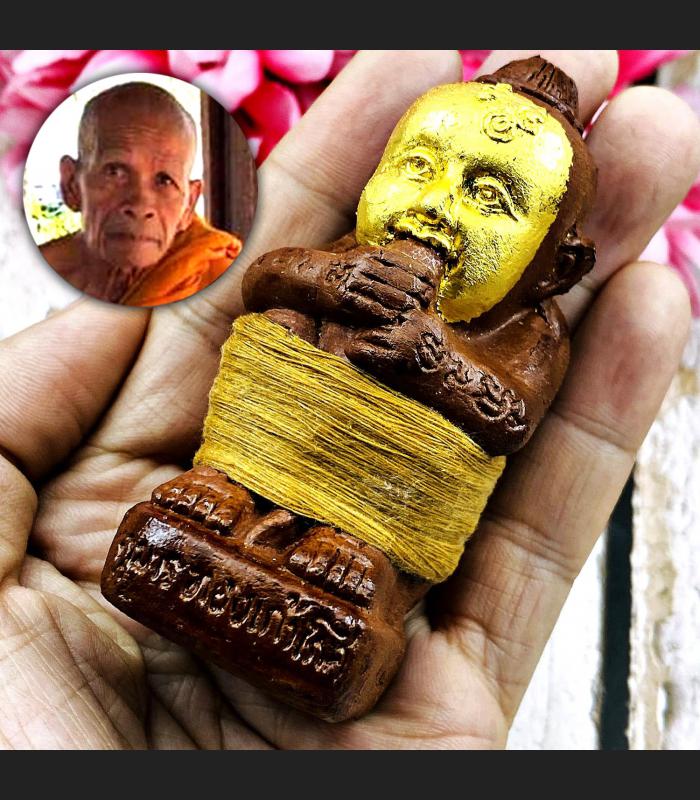 Clay Miniature Guman Boy Gold Face 27Baby Spirit Lp Goy Be2556 Thai Amulet 17338