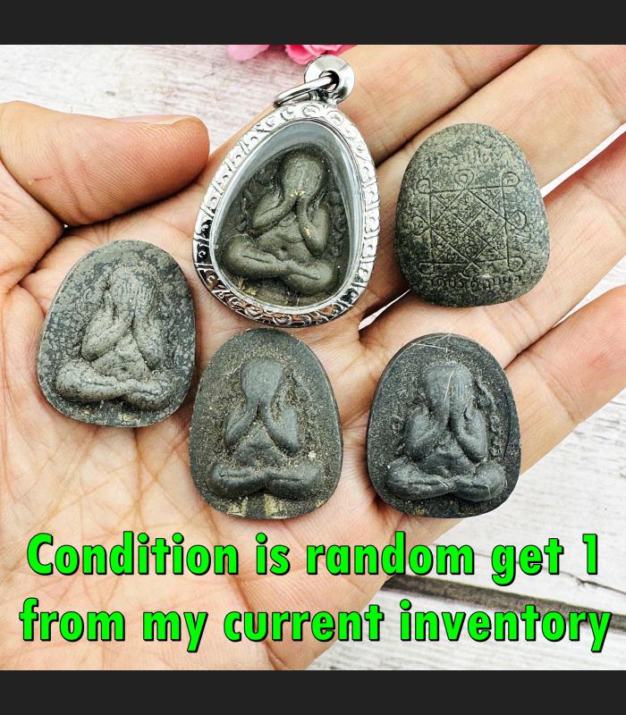 Close Eye Pidta KaNokKang Black 2t Rich Wealth Lp Toh Be2522 Thai Amulet #17349