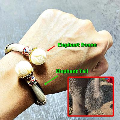 Sacred Bracelet Bangle Hand Carved Elephant Tail Mass Chant Thai Amulet #17361