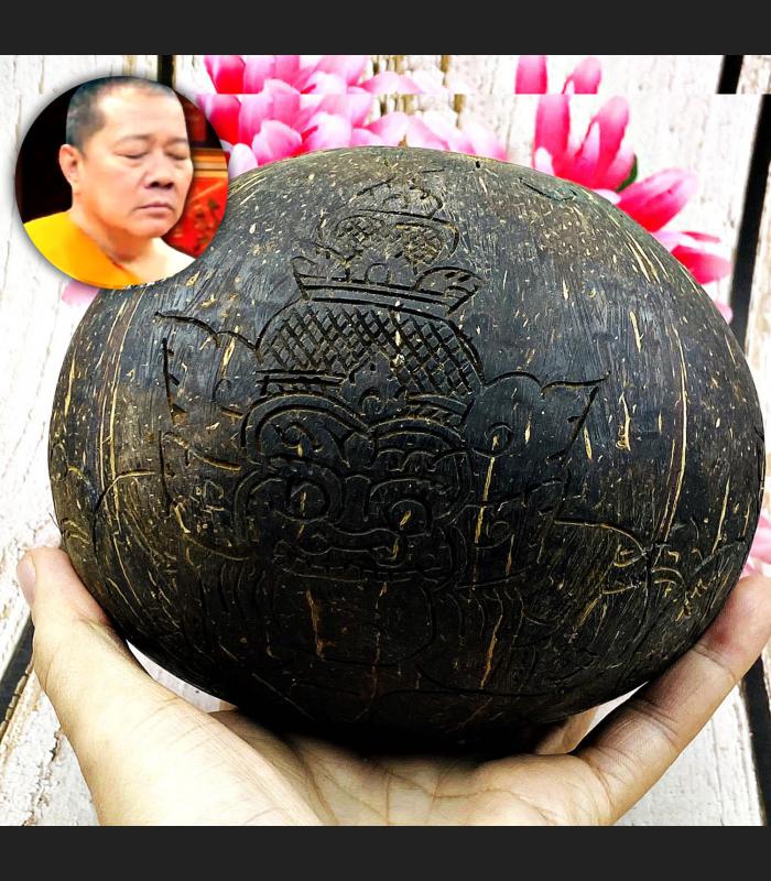Coconut Shell No Hold Rahu Ma Ha Eut Gambling Money Masschant Thai Amulet #17368