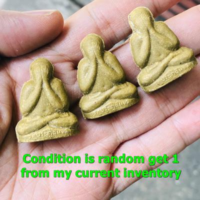 Miniature Close Eye Pidta Tukkata Wealth Lp Toh Be2521 Yellow Thai Amulet #17376