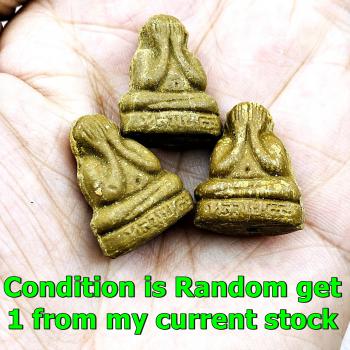 Mini Close Eye Pidta Tukkata Money Rich Lp Toh Be2521 Yellow Thai Amulet #17377
