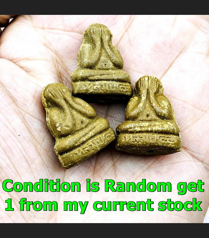 Mini Close Eye Pidta Tukkata Money Rich Lp Toh Be2521 Yellow Thai Amulet #17377