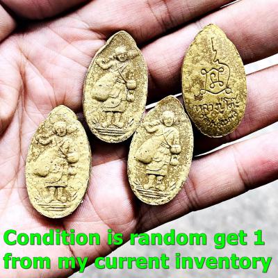 Oval Walking Sivali Deity Wealth Lucky Lp Toh Be2521 Yellow Thai Amulet #17380