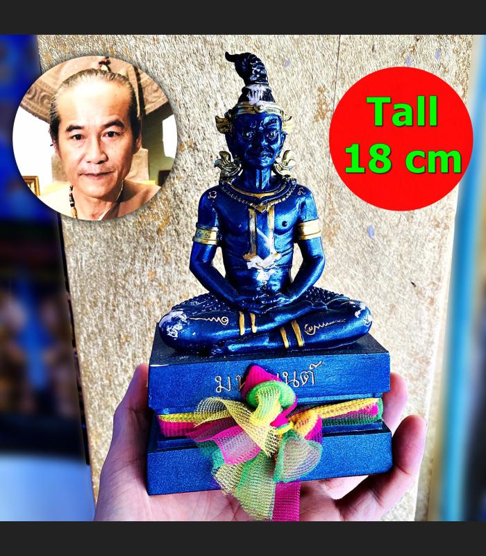 Hermit Statue Lersri Ngung Wealth Money Gamble Nikom Kom Blue Thai Amulet #17387