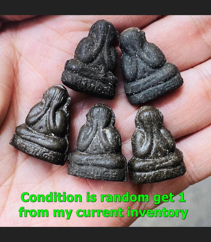 Small Pidta Close Eye Tukkata Lek Wealth Lp Toh Be2521 Black Thai Amulet #17388