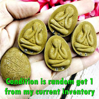 Lucky Rich Close Eye Takrut Pidta Jumbo 1st Toh Be2520 Yellow Thai Amulet #17389