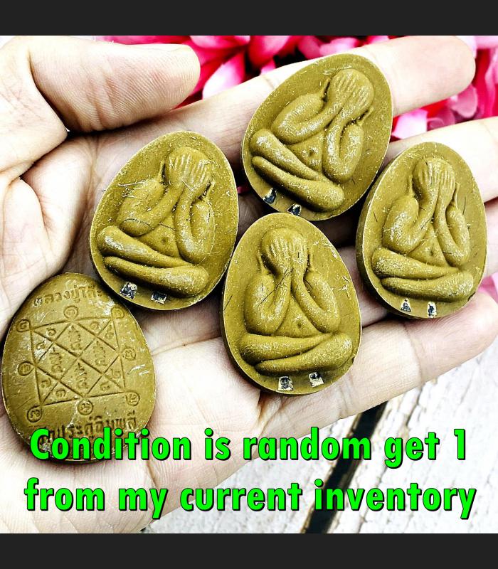 Lucky Rich Close Eye Takrut Pidta Jumbo 1st Toh Be2520 Yellow Thai Amulet #17389