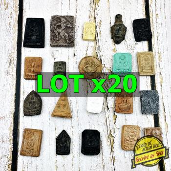 Mix 20pcs Lucky Buddha Magic Ancient Antiques Old Vintage Rare Thai Amulet 17410