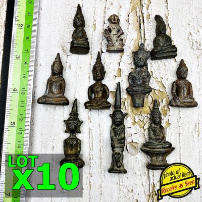 Antique 100year 10pcs Old Iron Ancient Buddha Protection Khmer Thai Amulet 17403
